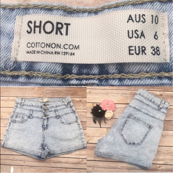Cotton On Pants - Size 6 Cotton On Acid Wash High Waist Mini Shorts